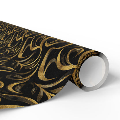 Golden Noir Swirl Wrapping Paper