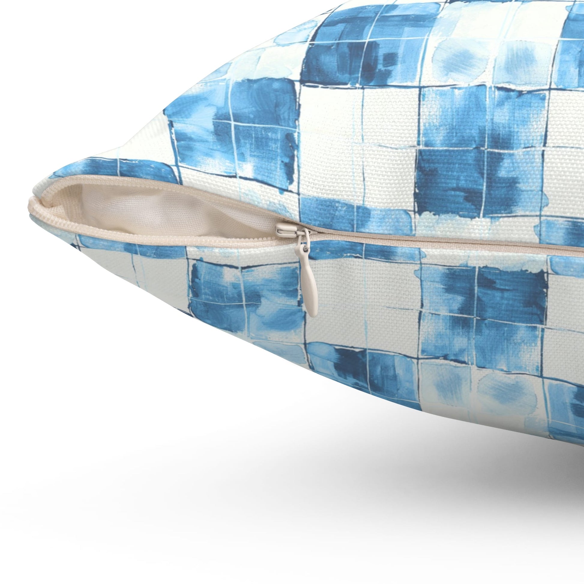 Cozy Blue Checkered Throw Pillow