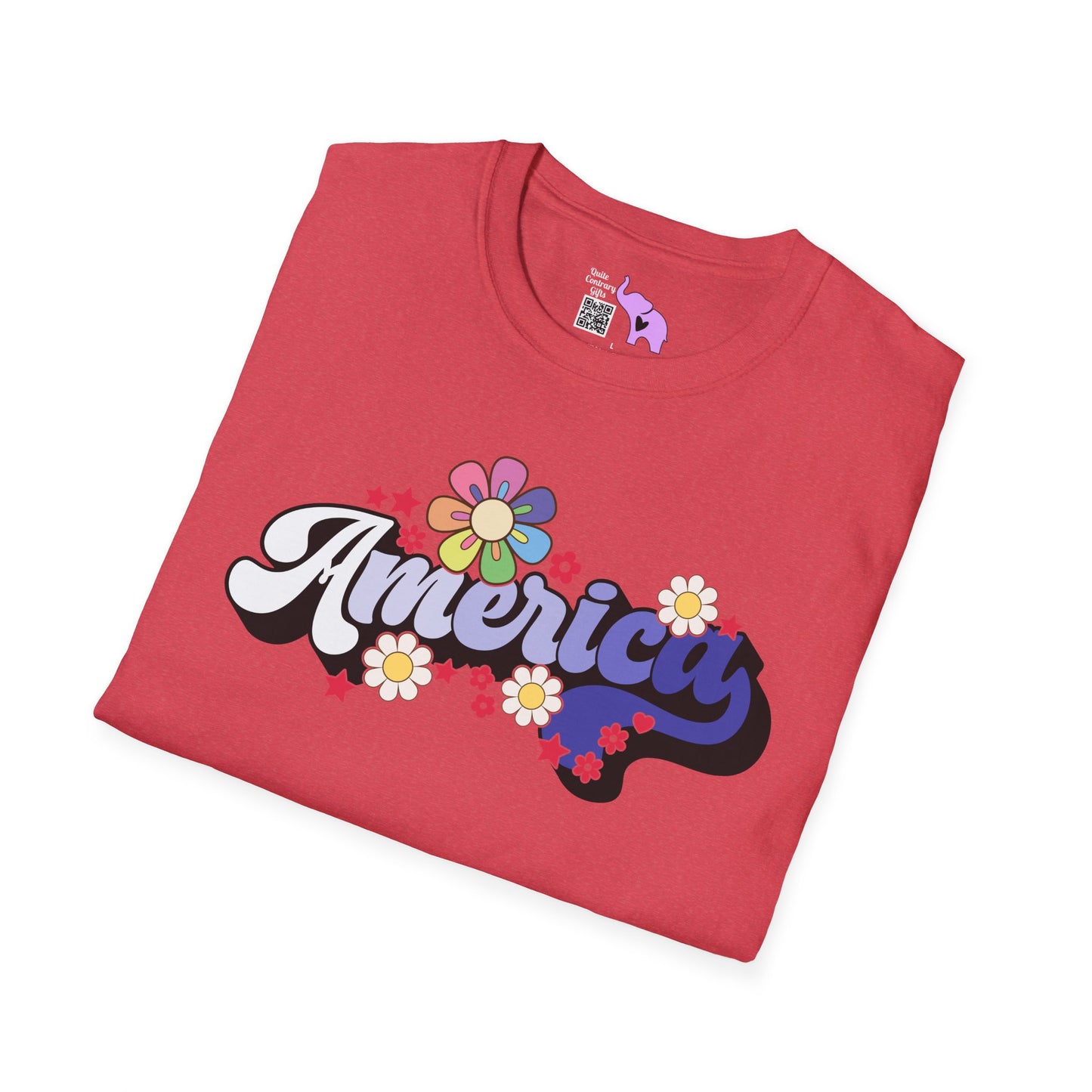 America (Floral) Adult T-shirt