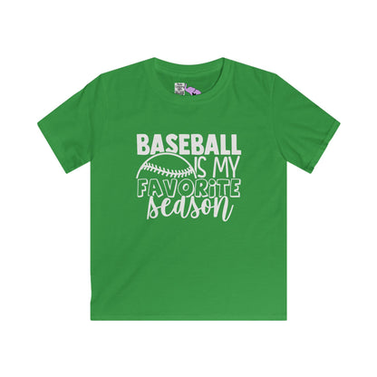 Baseball Is My Favorite Season Youth Softstyle Tee