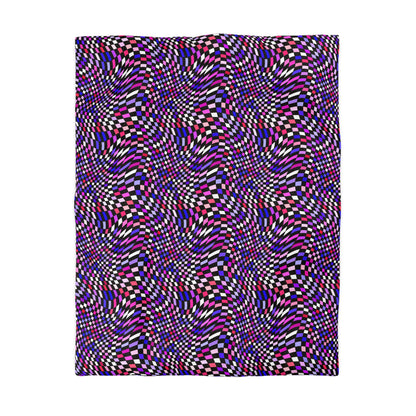 Warped Purple Checkered Microfiber Duvet Cover