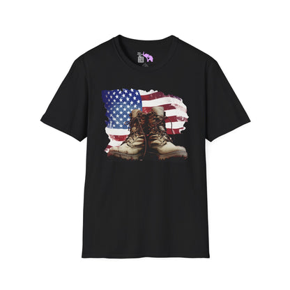 American Flag & Boots Adult T-shirt
