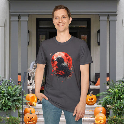 Creepy Raven with Full Moon Adult T-shirt