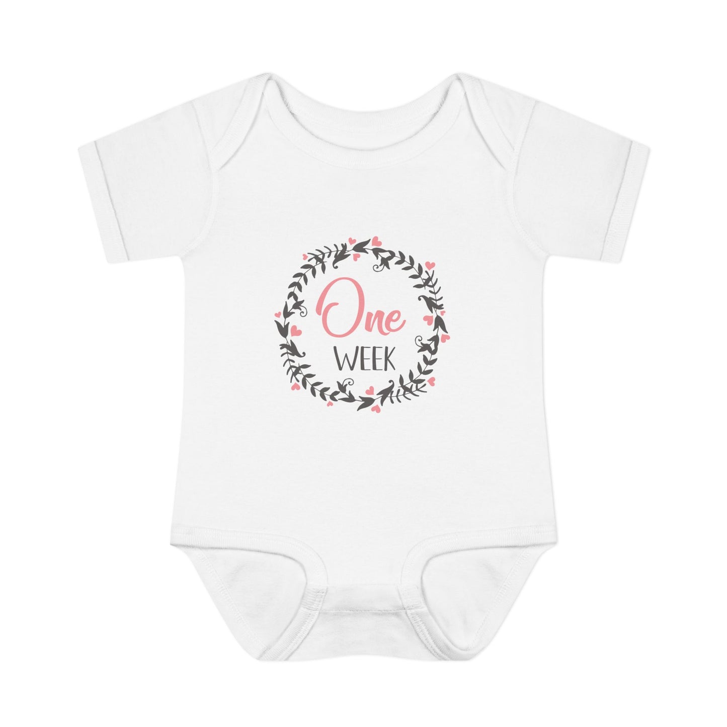 Pink Milestone Wreath Onesie-One Week