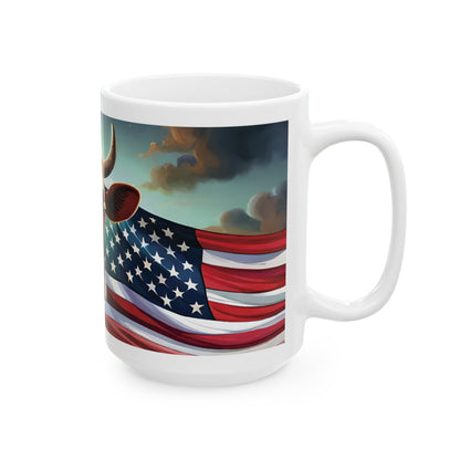 Stars, Stripes, & Moos Ceramic Mug, (11oz, 15oz)