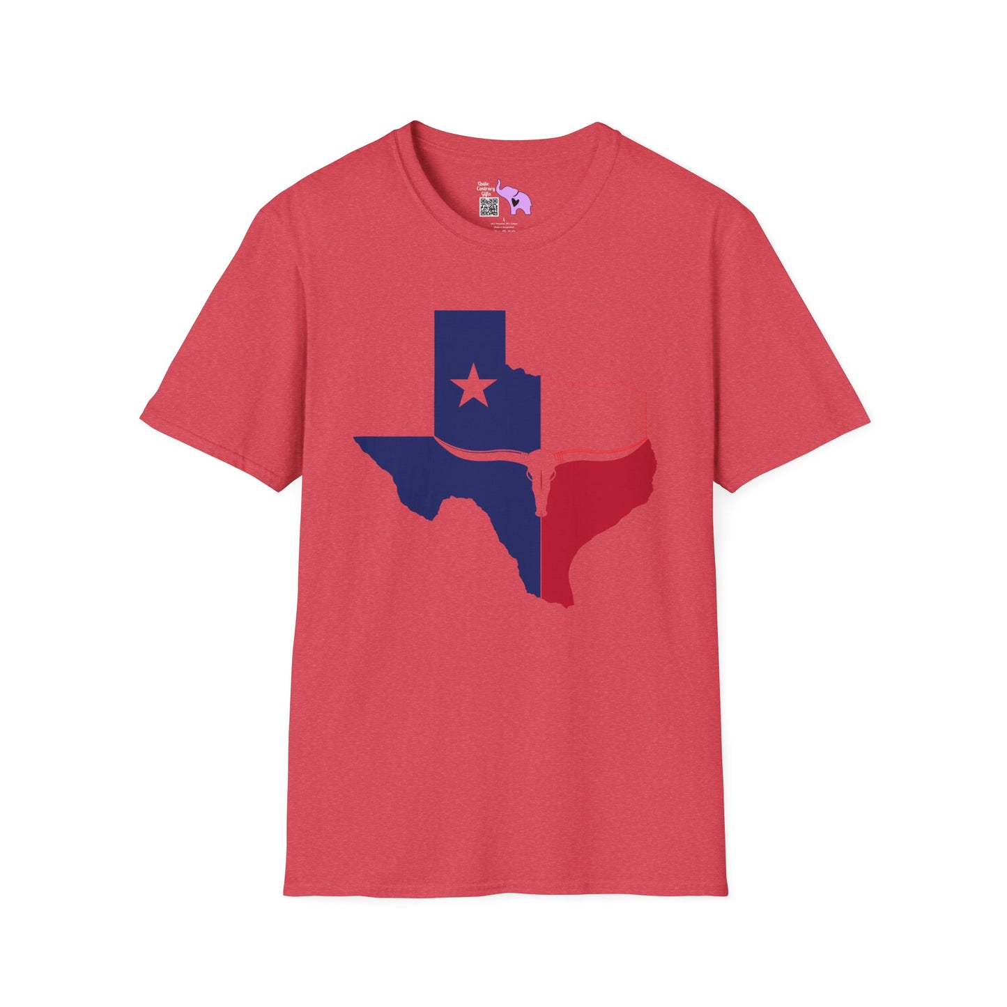 Texas Flag w/Longhorn Adult T-shirt