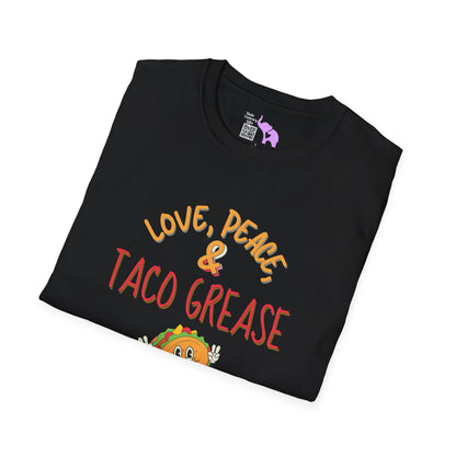 Love, Peace, & Taco Grease Adult T-shirt