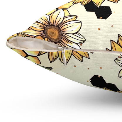 Honeycombs & Sunflowers Throw Pillow