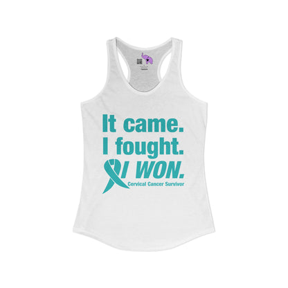 It Came I Fought I Won Cervical Cancer Survivior Women's Ideal Racerback Tank