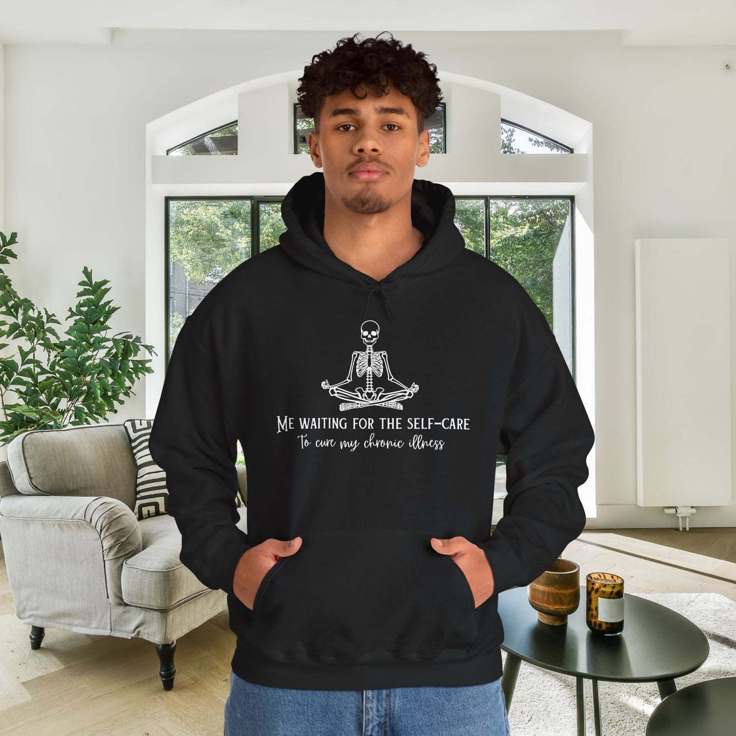 Me Waiting For the Self-Care To Cure My Chronic Illness Heavy Blend™ Hooded Sweatshirt