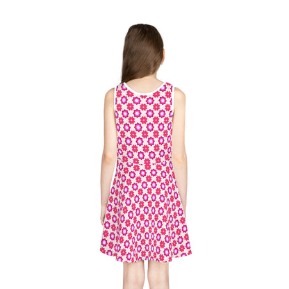 Rosy Star Garden Girls' Sleeveless Sundress
