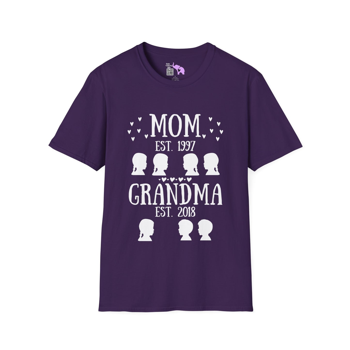 Mom Est. Grandma Est. Great Grandma Est. Custom Adult T-shirt