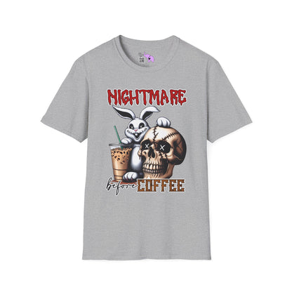 Nightmare Before Coffee (Voodoo Bunny/Skull) Adult T-shirt