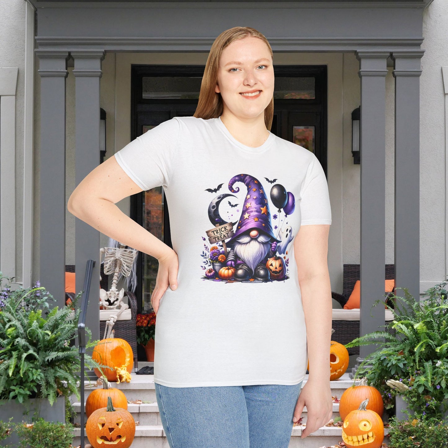 Trick or Treat Witchy Gnome Adult T-shirt