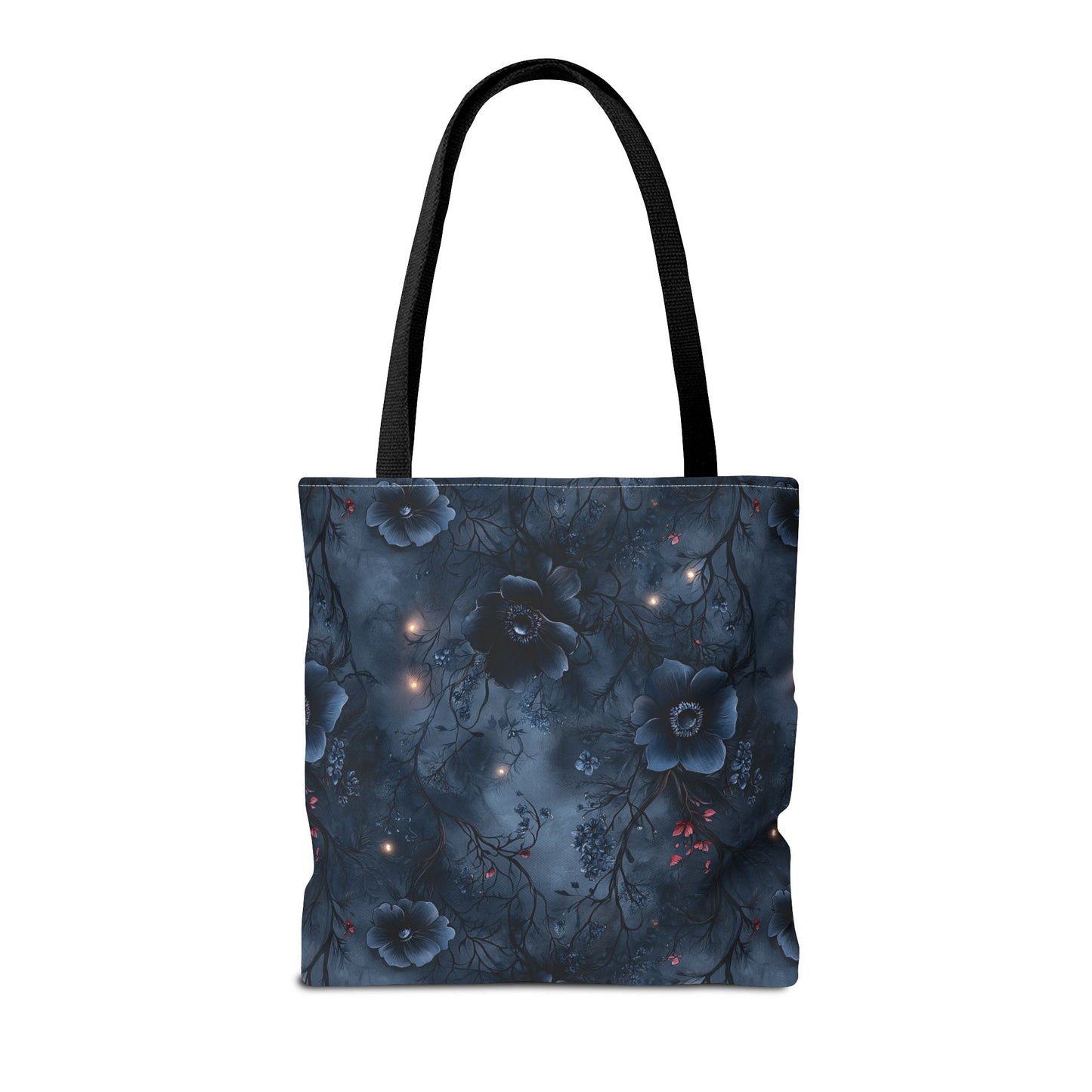 Black Roses & Vines Forget-Me-Nots Canvas Tote Bag
