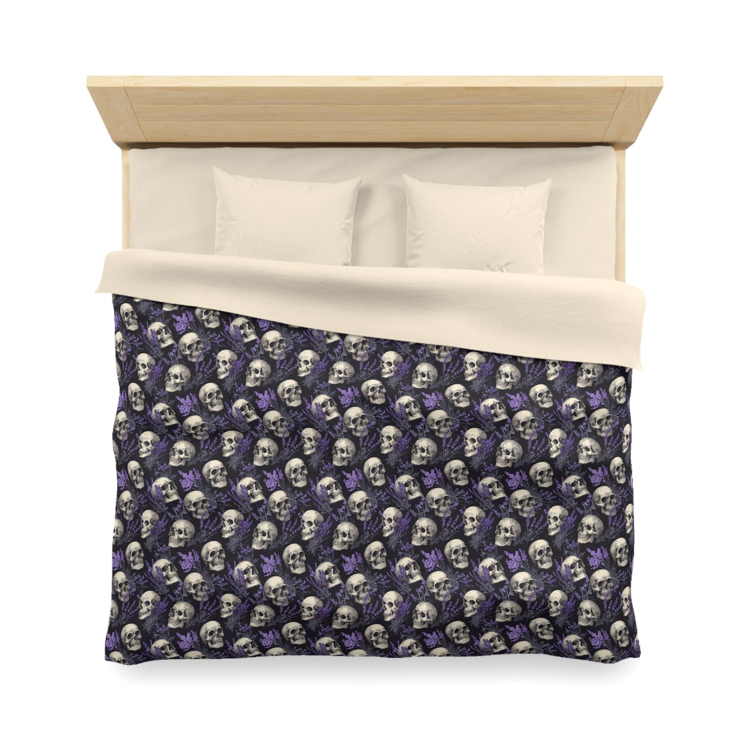 Midnight Lavender Skulls Microfiber Duvet Cover