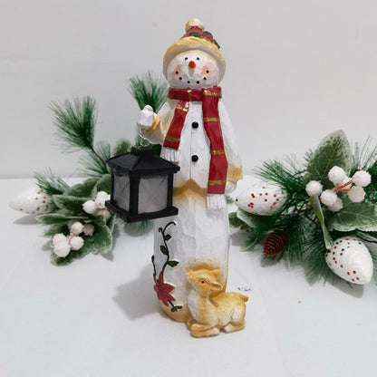 Santa/Snowman Under Street Lamp Resin Decor