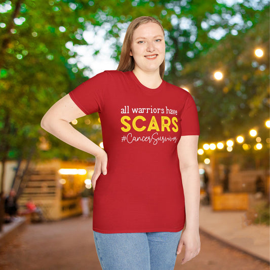 All Warriors Have Scars #CancerSurvivor Adult T-shirt