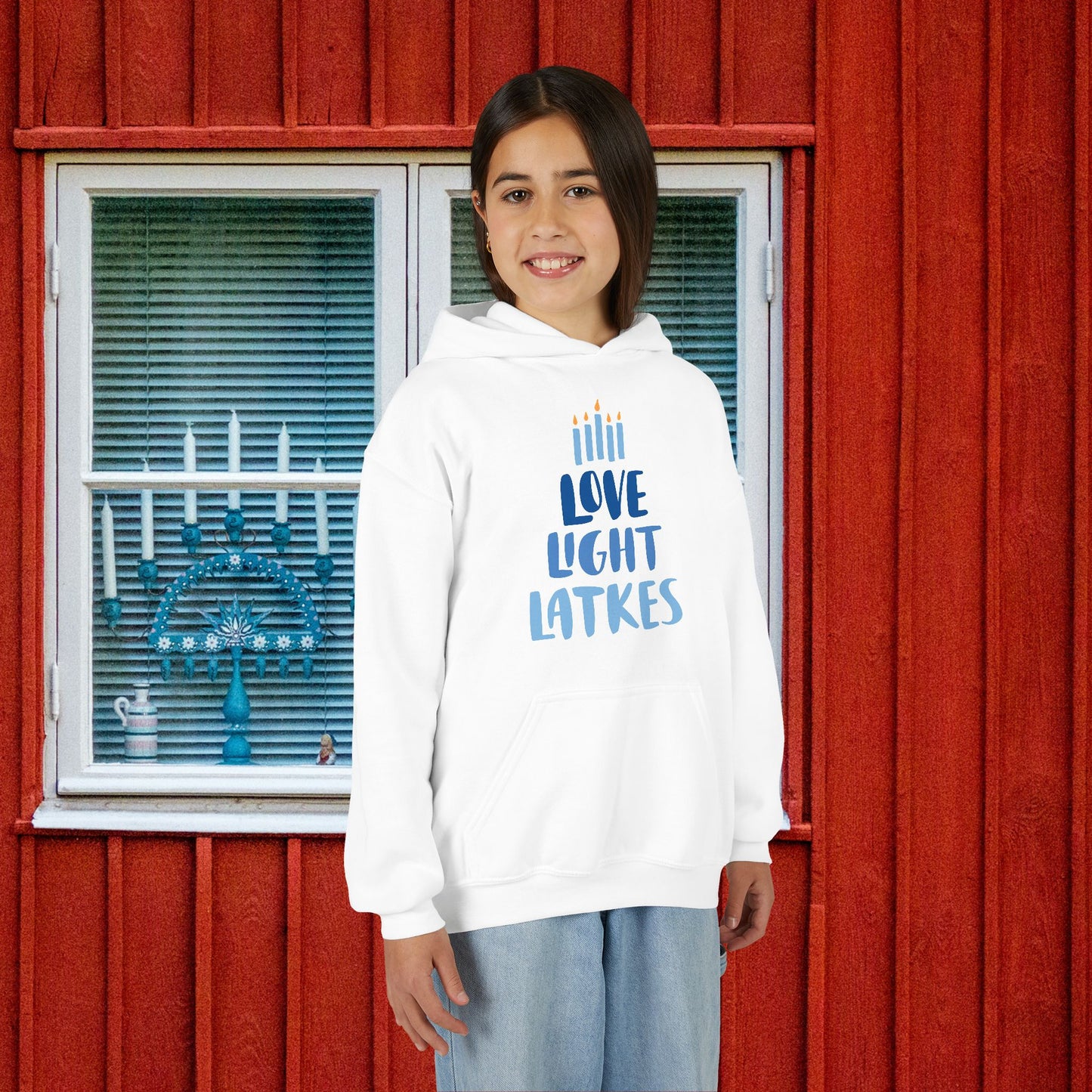 Hanukkah Love Light Latkes Youth Hoodie