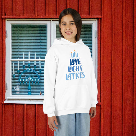Hanukkah Love Light Latkes Youth Hoodie