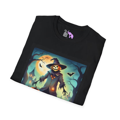 Halloween Scarecrow w/Pumpkins 3 Adult T-shirt