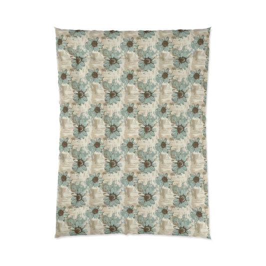 Rustic Teal Daisy Comforter
