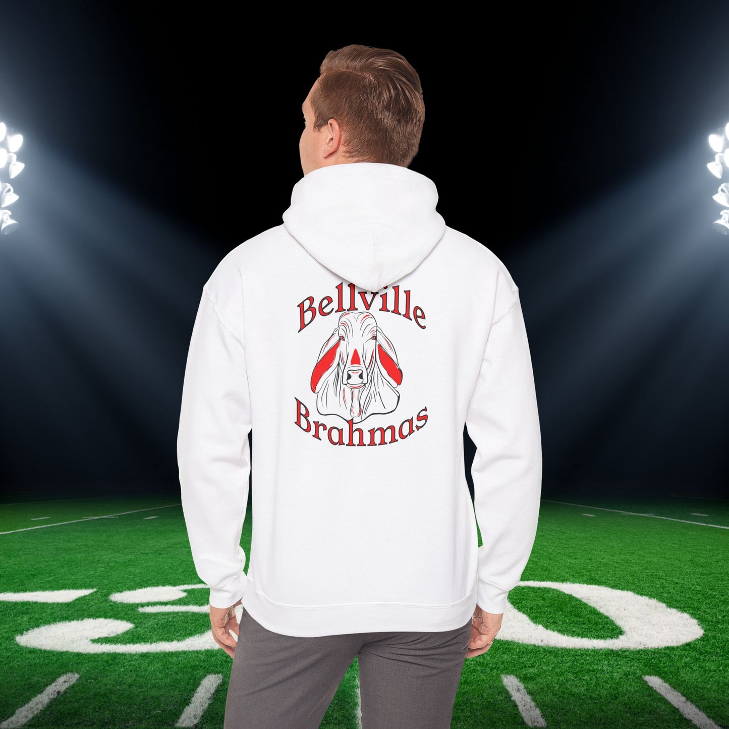 ""Bellville Brahmas Mascot Adult Heavy Blend™ Hooded Sweatshirt