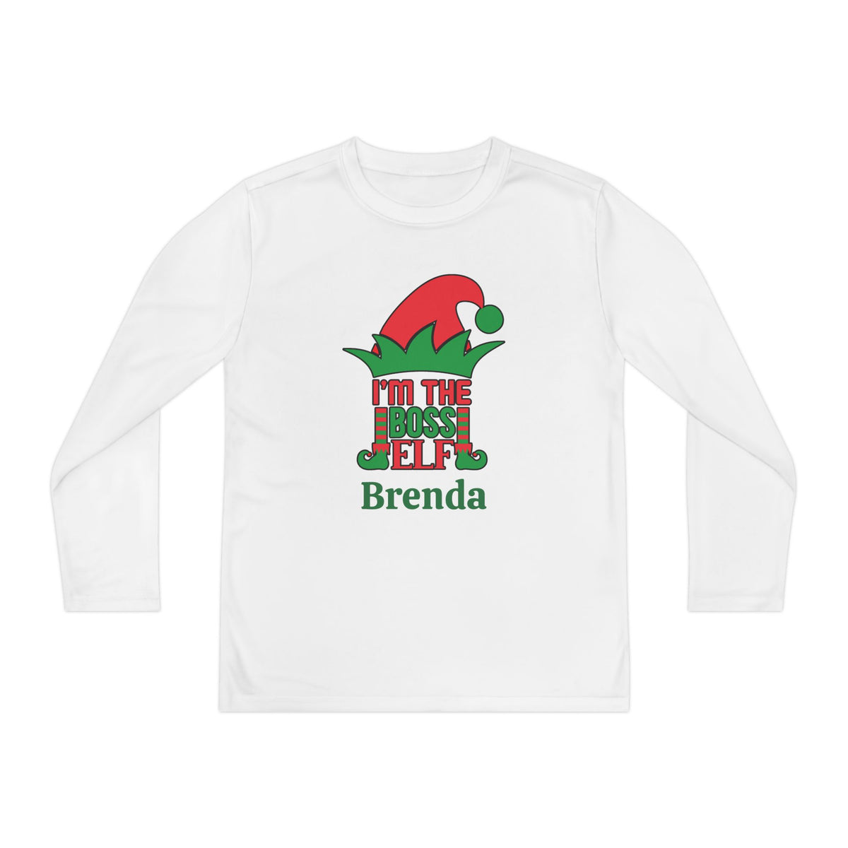 I'm The Boss Elf Personalized Youth Long Sleeve Tee