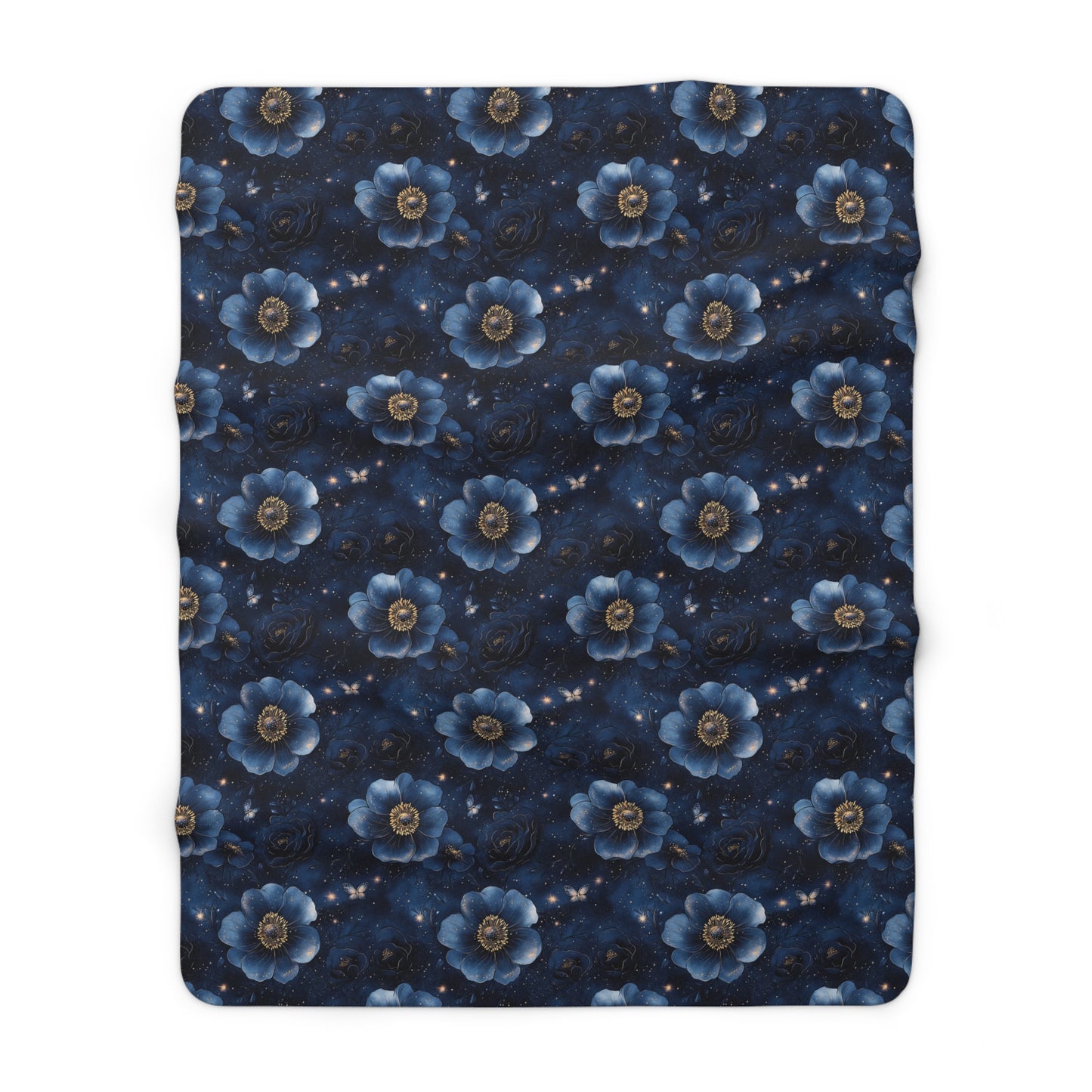 Midnight Sky Blossoms Sherpa Fleece Blanket