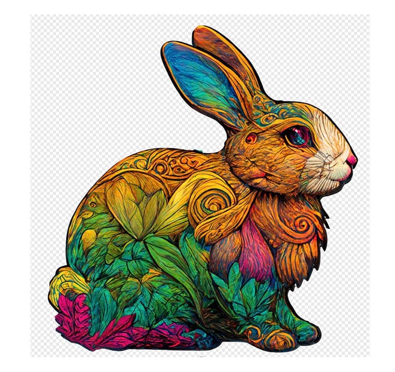 Colorful Rabbit Wooden Jigsaw Puzzle Collection