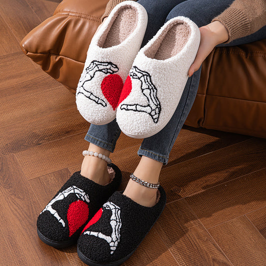 Cozy Skeleton Love House Slippers