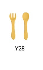 Soft Silicone Food Grade Kids Spoon & Fork Set