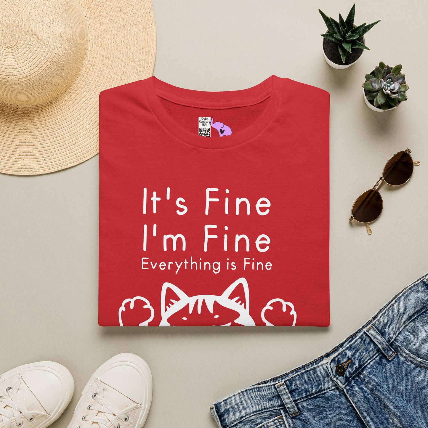 It's Fine I'm Fine Everything's Fine (Cat) Adult T-shirt