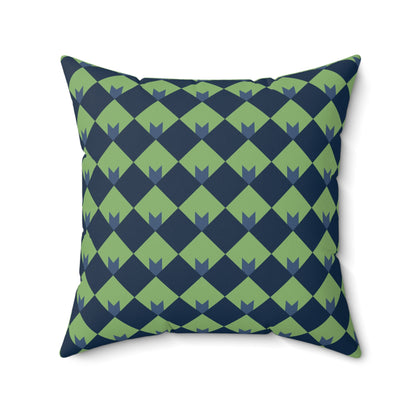 Diamond Bloom-Sage & Navy Throw Pillow