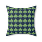 Diamond Bloom-Sage & Navy Throw Pillow