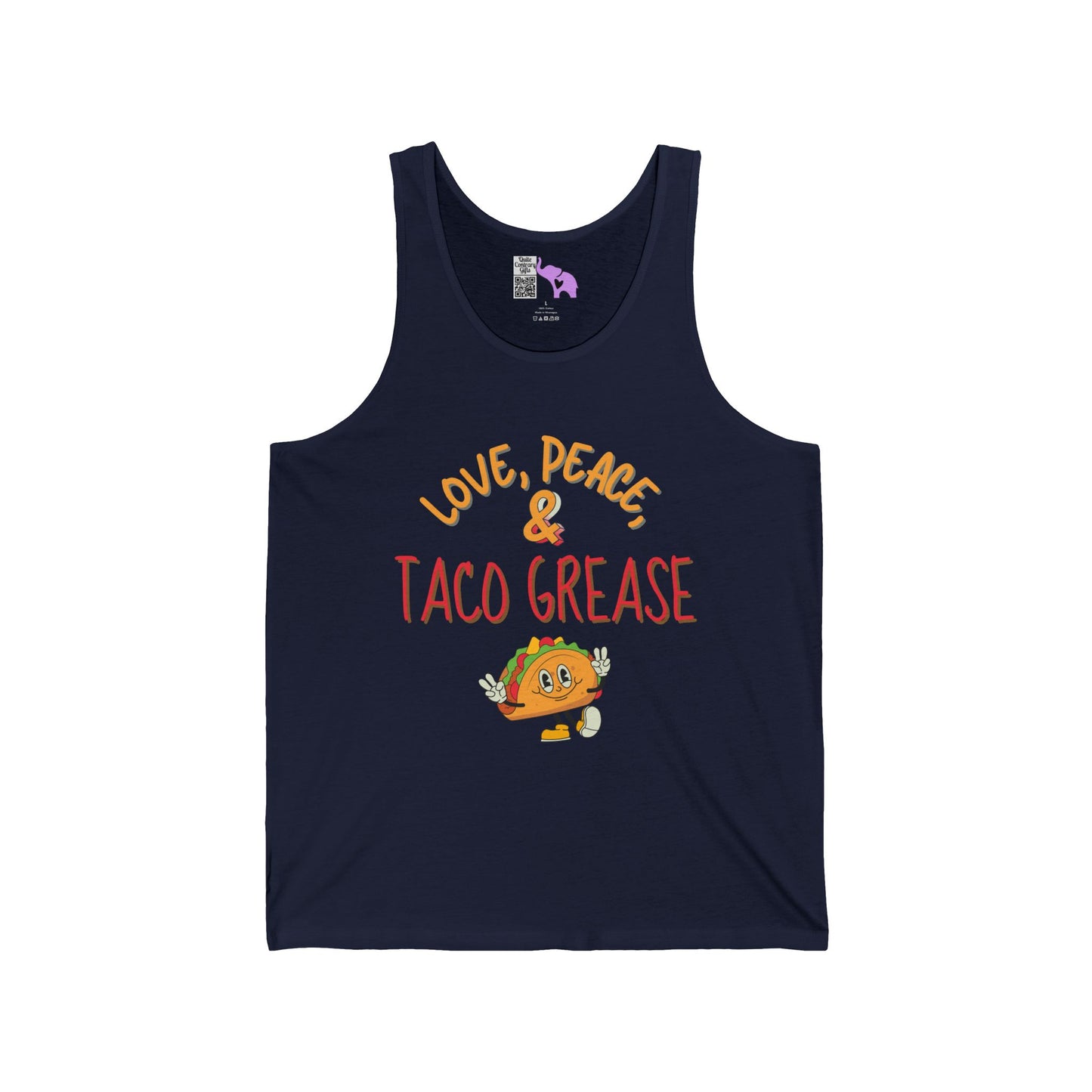 Love, Peace, & Taco Grease Unisex Jersey Tank