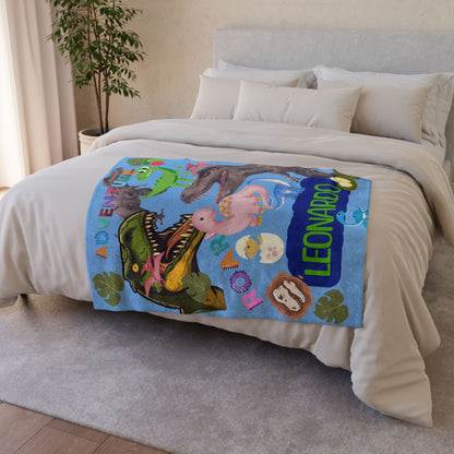 Custom Name Dinosaur Soft Polyester Blanket