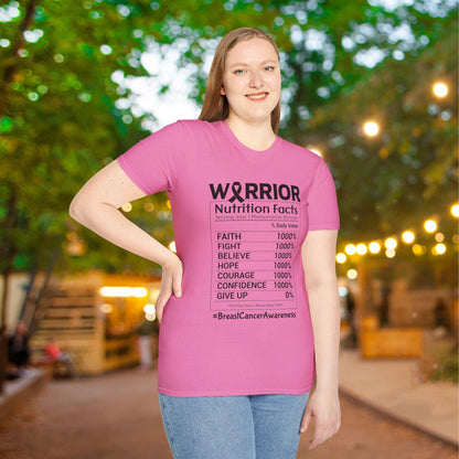 Breast Cancer Warrior Nutrition Facts Adult T-shirt
