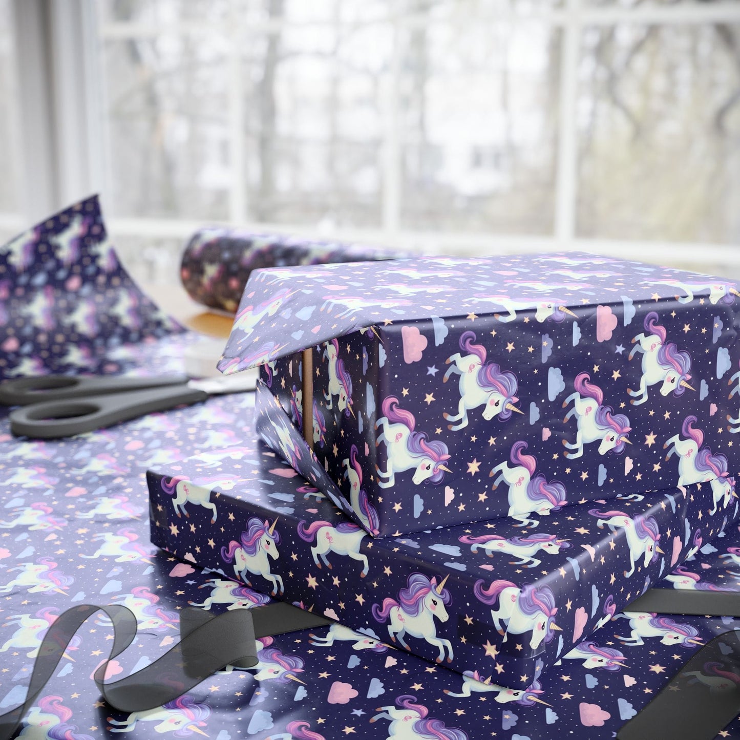 Starlight Unicorn Parade Wrapping Paper