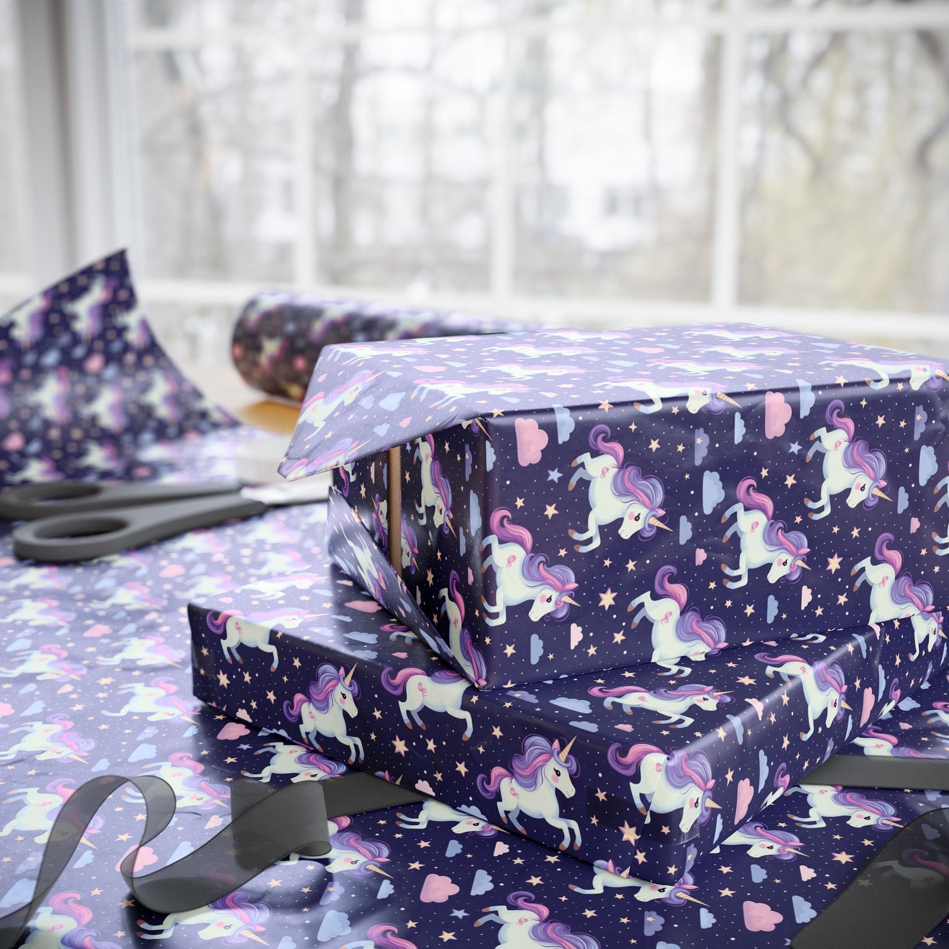 Starlight Unicorn Parade Wrapping Paper
