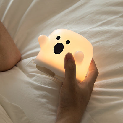 Cute Boo Ghost Silicone Bedside Night Light LED Touch Lamp