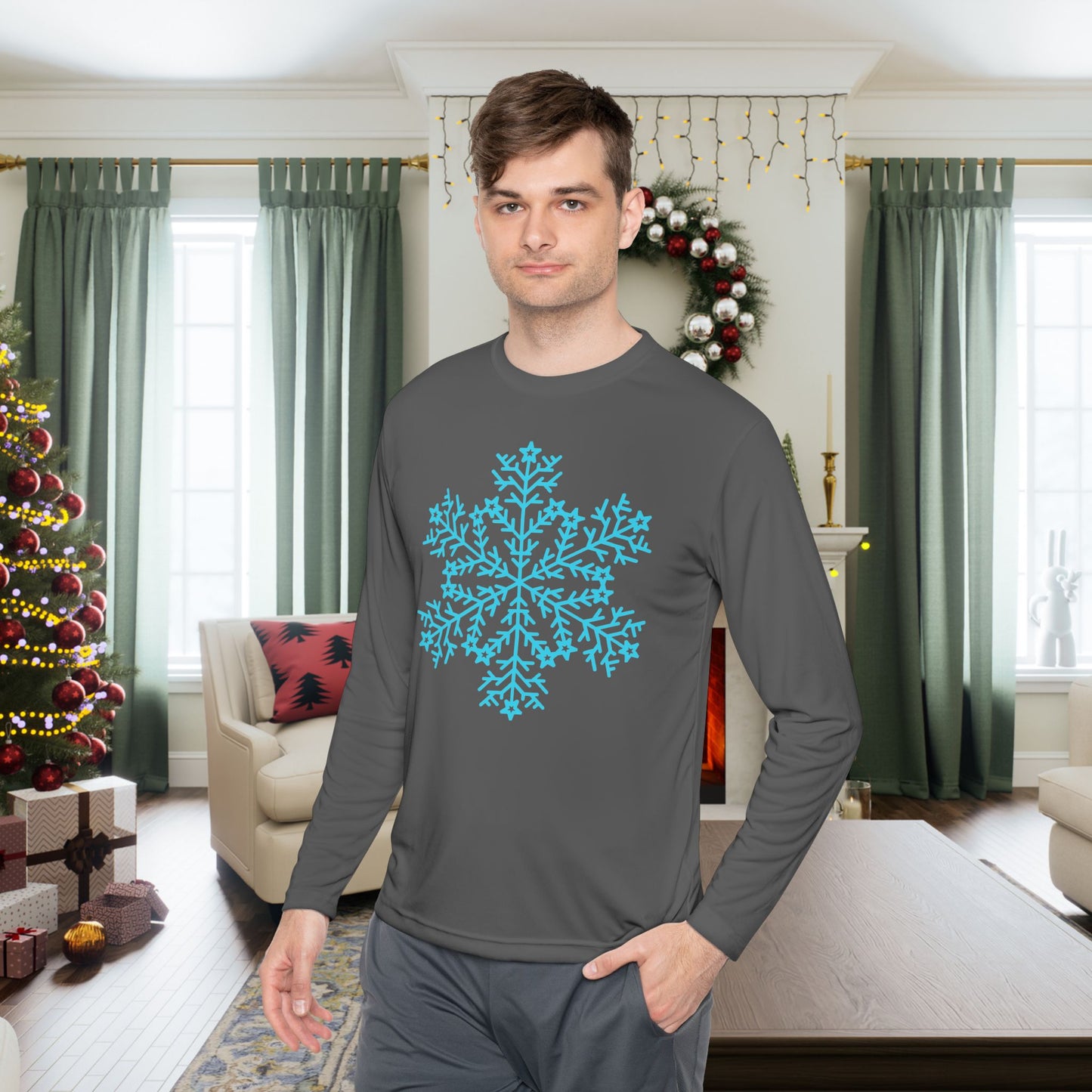Large Snowflake Adult Long Sleeve Tee