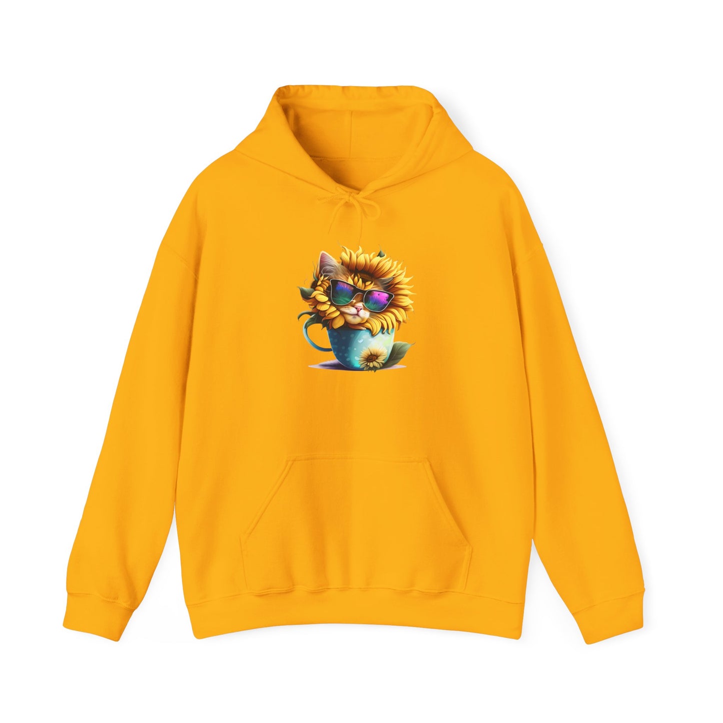 Cool Sunflower Kitten 1 Heavy Blend™ Hooded Sweatshirt