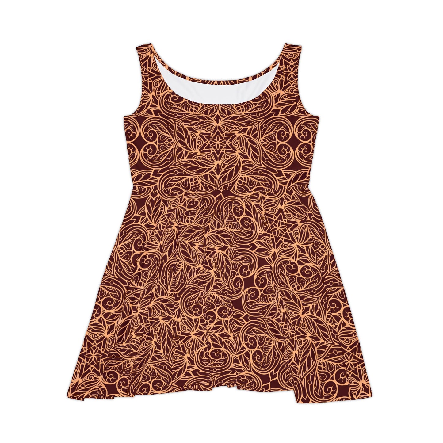 Golden Crimson Star Mandala Women's Skater Dress