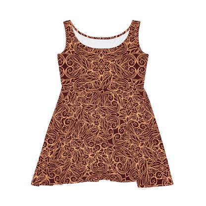 Golden Crimson Star Mandala Women's Skater Dress