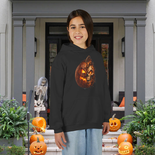 Crumbling Jack-O'-Lantern Skull Youth Heavy Blend Hoodie