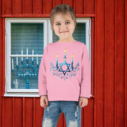 Star & Flame Hanukkah Toddler Long Sleeve Tee