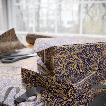 Golden Midnight Radiance Mandala Wrapping Paper