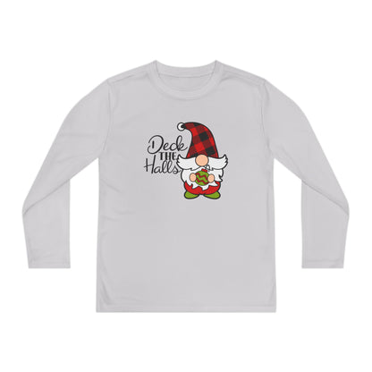 Deck the Halls Plaid Gnome Youth Long Sleeve Tee