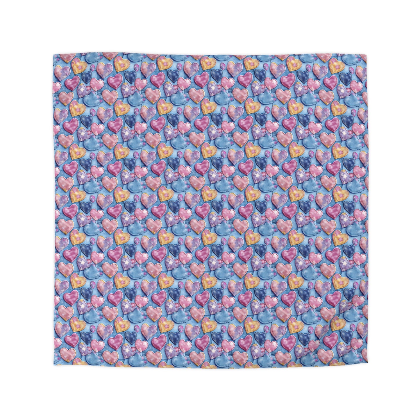 Color Pop Stitched Hearts Microfiber Duvet Cover